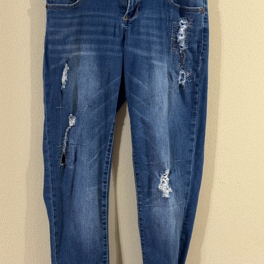 Distressed Kan Cans Dark Blue Women's Jeans
